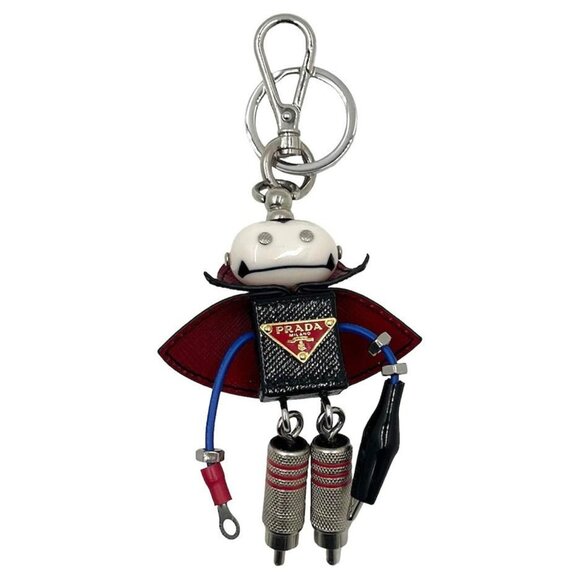 PRADA Saffiano Leather Keyring Dracula Robot Charm - Picture 1 of 3